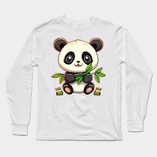 Panda bear with its bamboo Long Sleeve T-Shirt